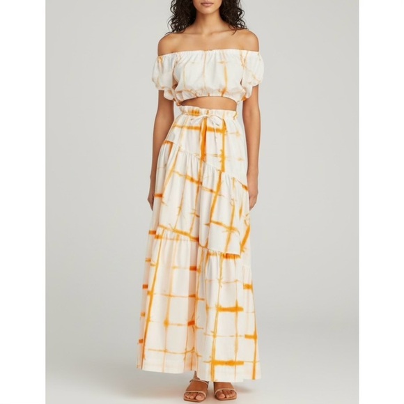 SWF Revolve Anthropologie Sunscape Tie Dye Tiered Maxi Skirt size medium NWT - Picture 1 of 6